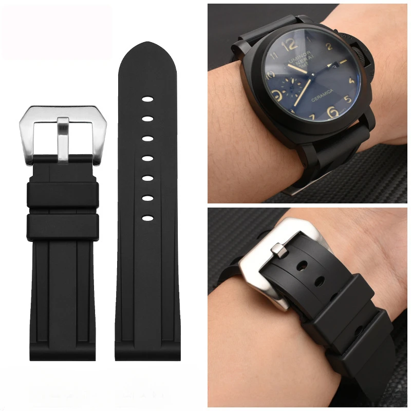 For Panerai PAM Silicone Strap 20mm 22mm 24mm 26mm Waterproof Quick Release Band Universal Men Sport Replacement Rubber Bracelet