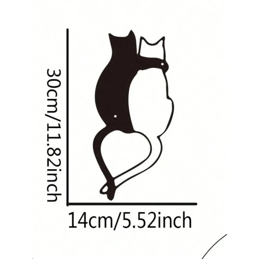 Pampered Pets Embrace Cat Silhouette Wall Sculpture Handcrafted Matte Black Iron, Modern Minimalist Feline Art Decor for Living
