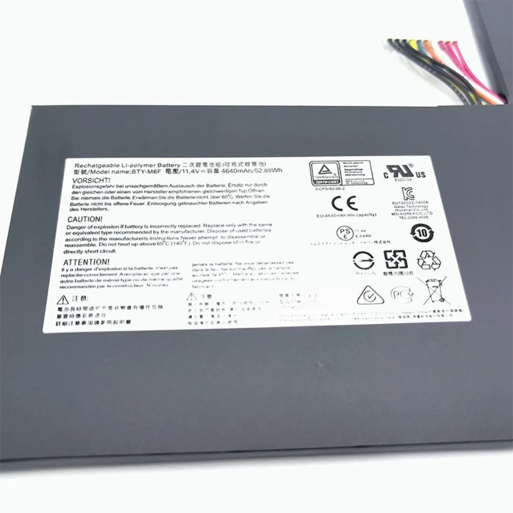 BTY-M6F 11.4V 4640mAh Li-Polymer Laptop Battery for MSI GS60 2PL 6QE 6QC MS-16H2 Notebook Replacement Battery Pack High Capacity