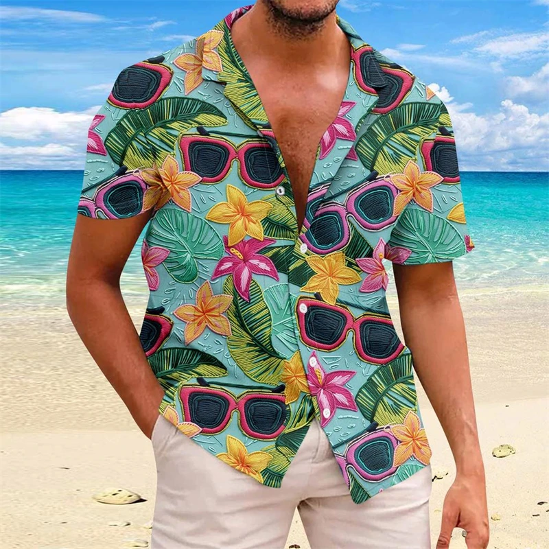 

3D Coconut Tree Graphic Shirts Y2k Mens High Fashion Clothing Man Vacation Party Pretty Tops Women Casual Hawaiian Beach Shirt