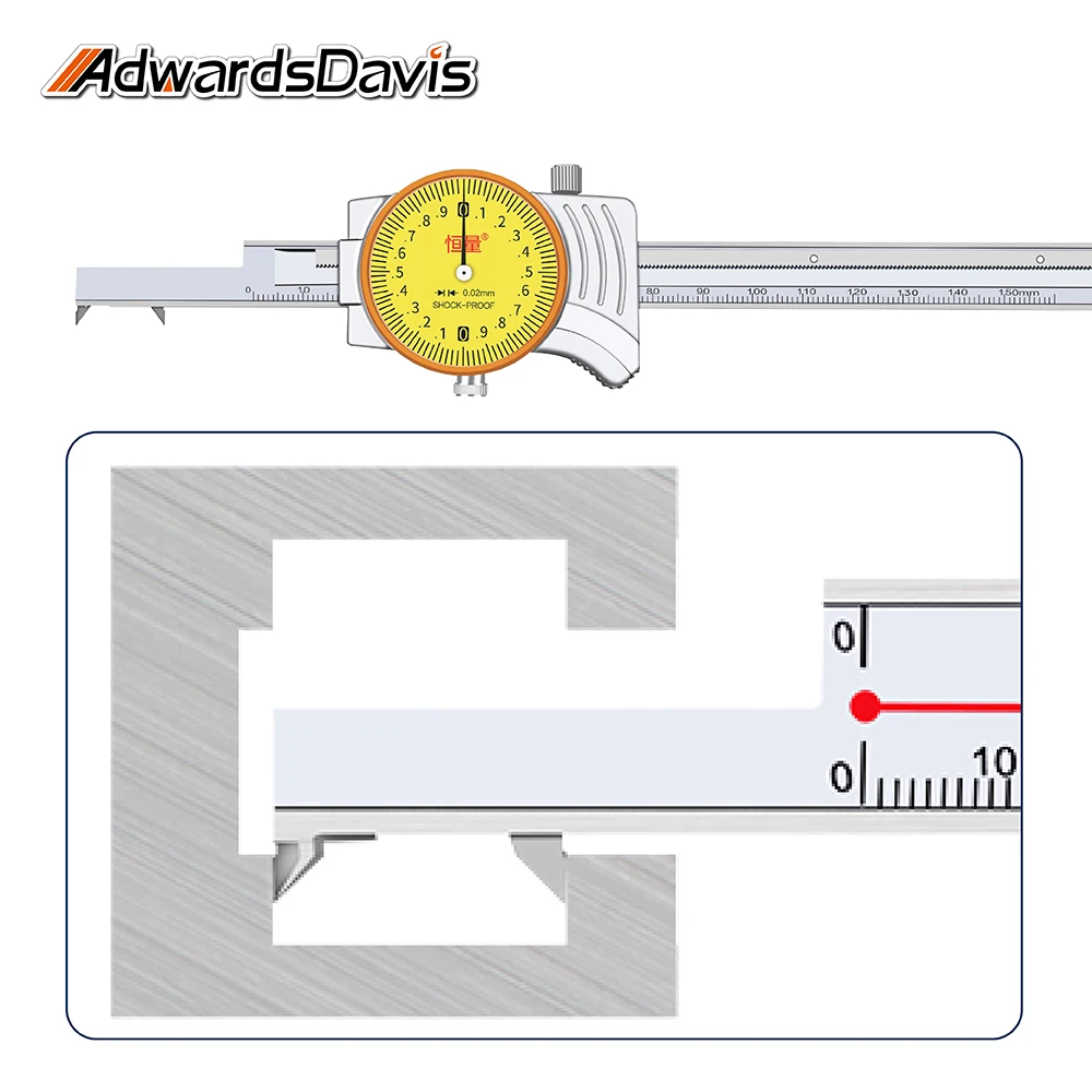 0-150mm 0-200mm High Precision Pointer Type With Watch Caliper  Inner Groove Width Hole Groove Width Measurement Caliper Tools