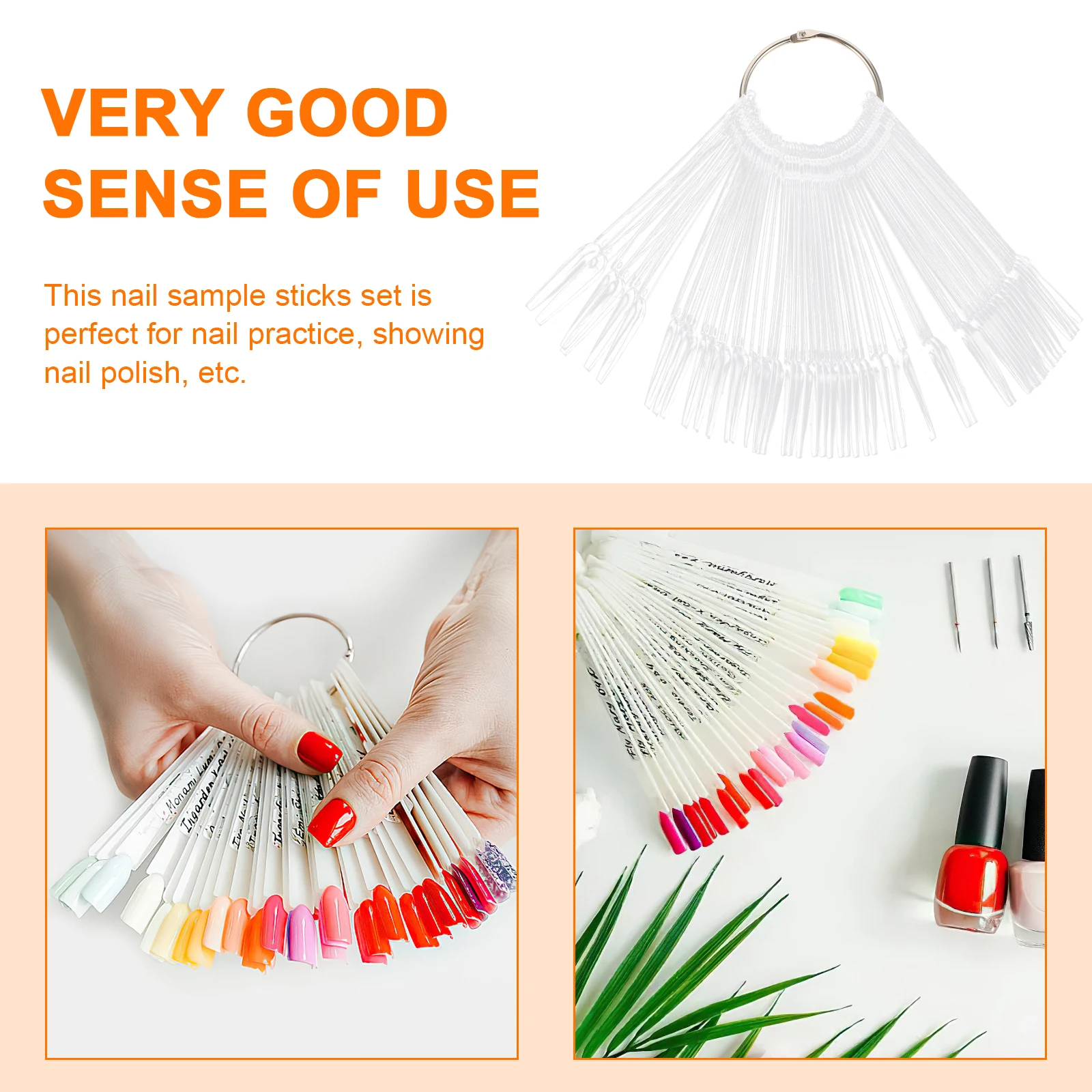 

100 Pcs Color Nail Tips Colour Display False Decoration Photo Accessories Sample Sticks Manicure Stand Practice Displayboard