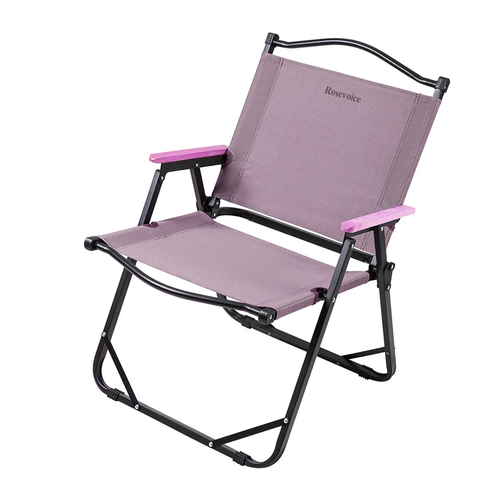 

Rosevoice Beach chairs, Folding Beach Chair, 4 Position Portable Backpack Foldable Camping Chair with Wooden Armrests