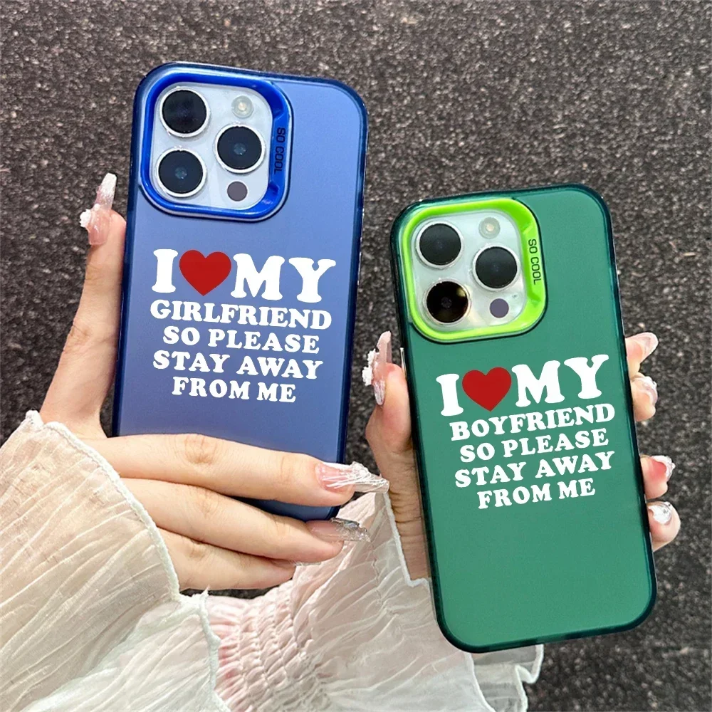 Lovely Couple Matching Case for iPhone 15 16 14 Plus 12 13 Pro Max Hard Plastic Scratch-Resistant Cover for Boyfriend Girlfriend