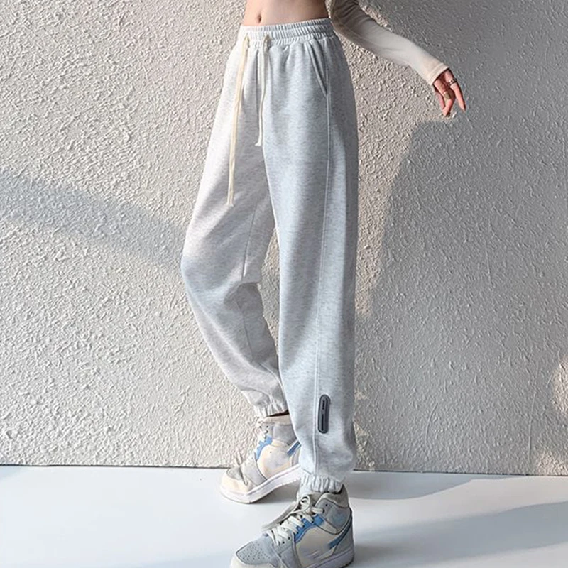 Spring Autumn New Patchwork Solid Fashion Sweatpants Women Elegant Harajuku Trousers All Match Y2K Lady Pant Chic Female Clothes