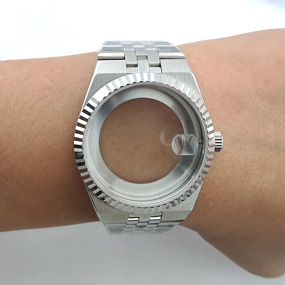 Корпус NH35, 39,7 мм, сапфировое стекло, корпус мужских часов из нержавеющей стали, подходит для механизма NH34/NH35, часы с индивидуальным логотипом в сборе