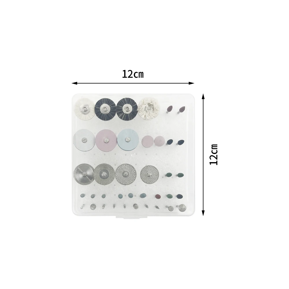 38pcs/set Dental Lab HP Polishing Kit Dentistry Diamond Burs Discs Silicone Wheel Polishing Brushes Tool For Low-Speed Handpiece