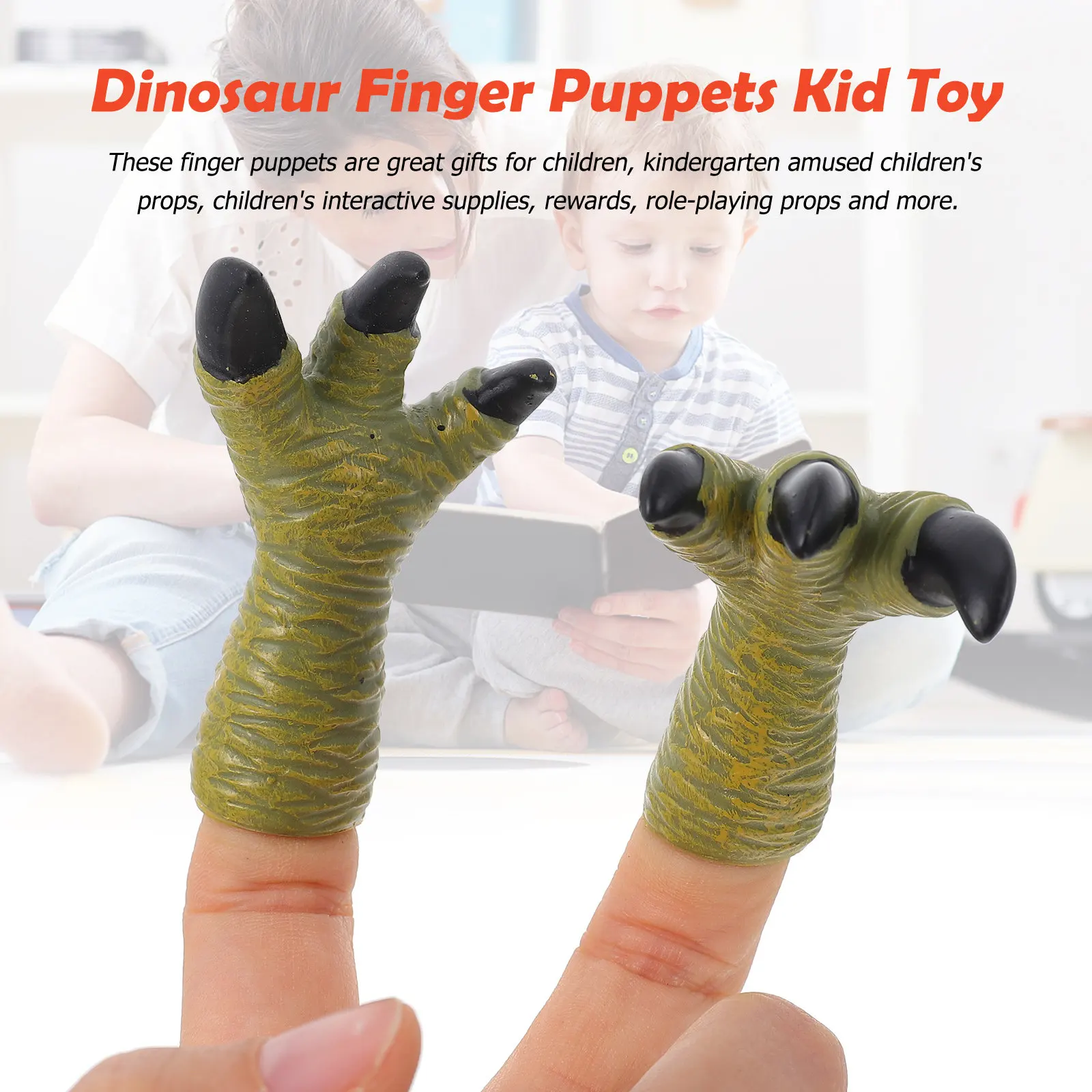 1Set Dinosaurs Claw Gloves Vinyl Hand Puppet for Boys Girls Imaginative Play Communication Skills Development Visual Stimulation