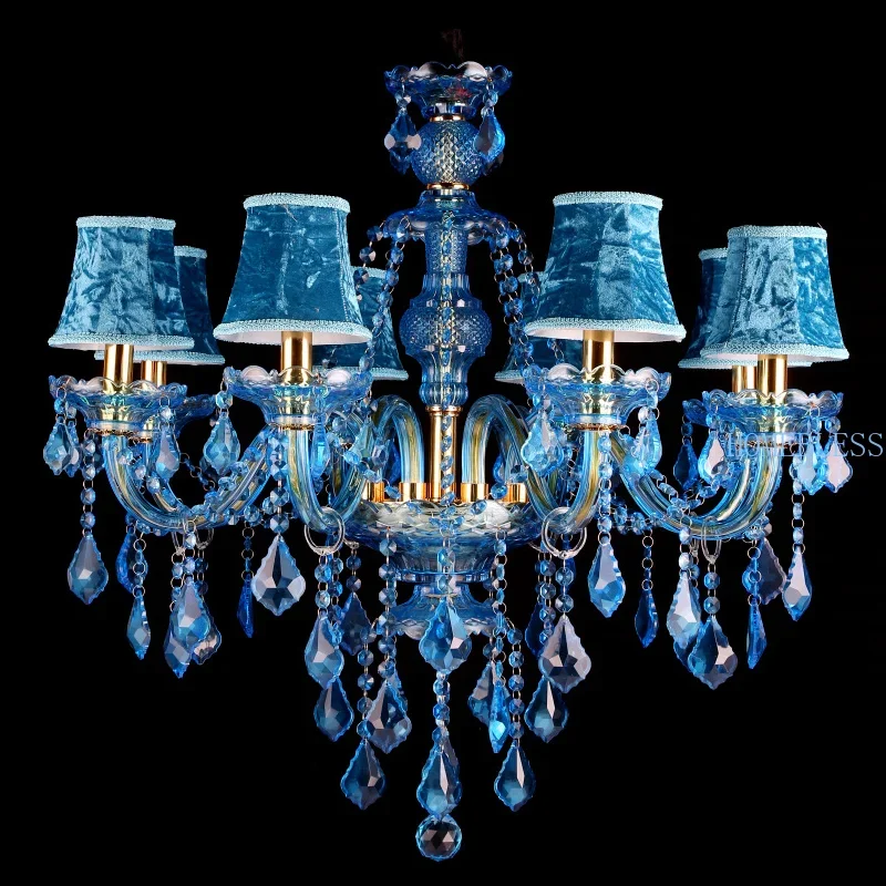 Imagem -03 - Lustre de Cristal Azul Moderno Cozinha Quarto de Visitas Viver Casa E14 Lustre 12 Luzes 15 Luzes 18 Luzes