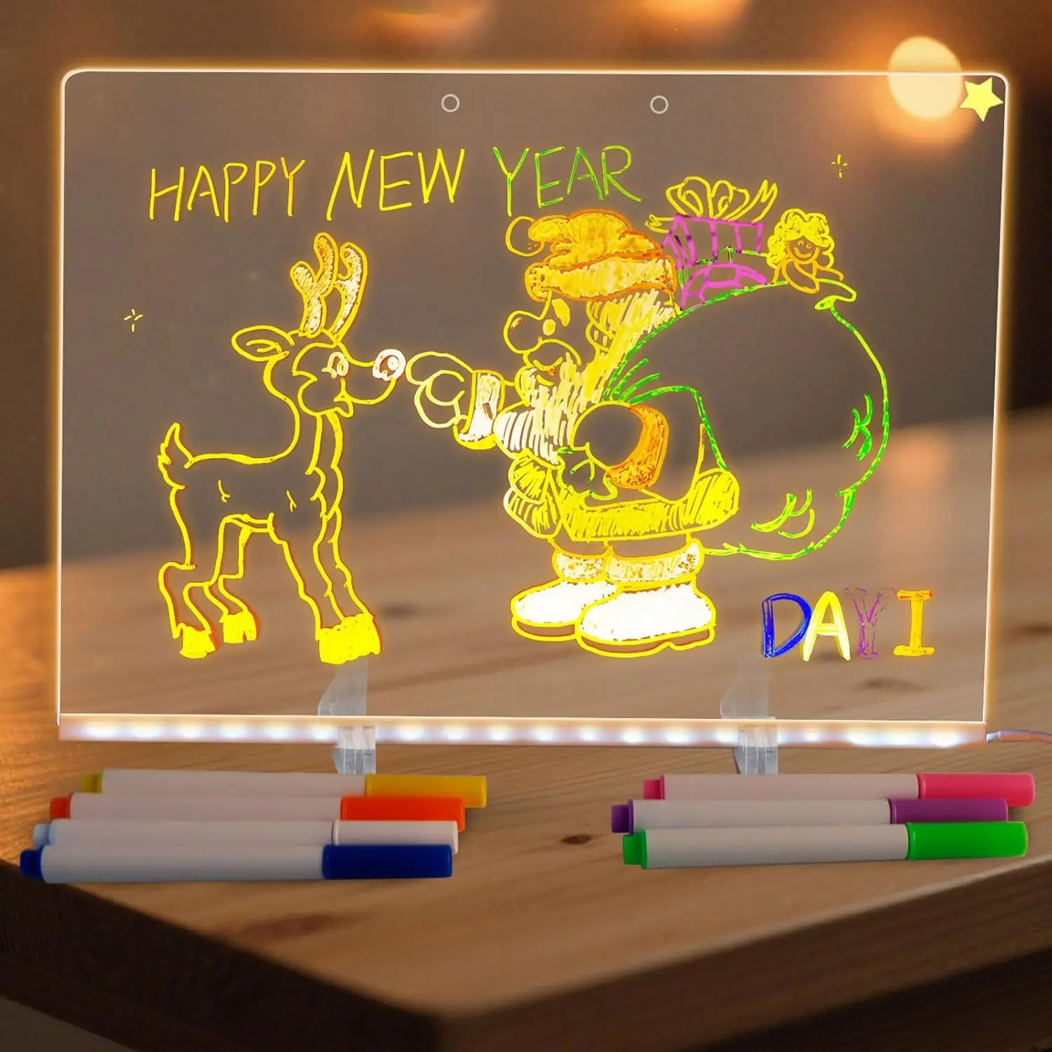 

Drawing Board, Note Board with 7 Colors, Light Up Drawing Board for Kids, with 7 Markers, Creative Christmas Birthday Gifts for