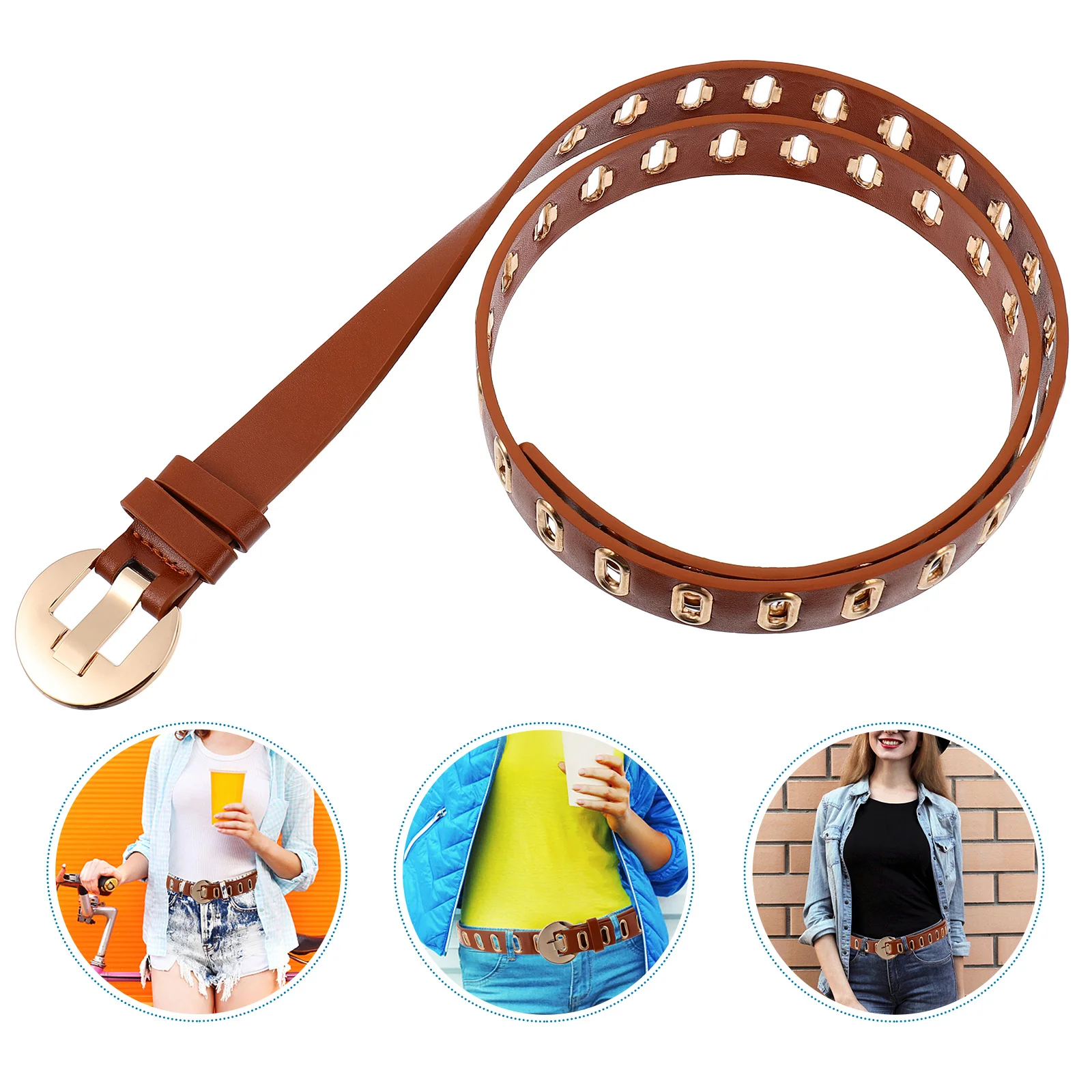 

1Pcs Decorative Belt for Women Fashionable PU Waistband Stylish Buckle Design Casual Formal Wear Accessory