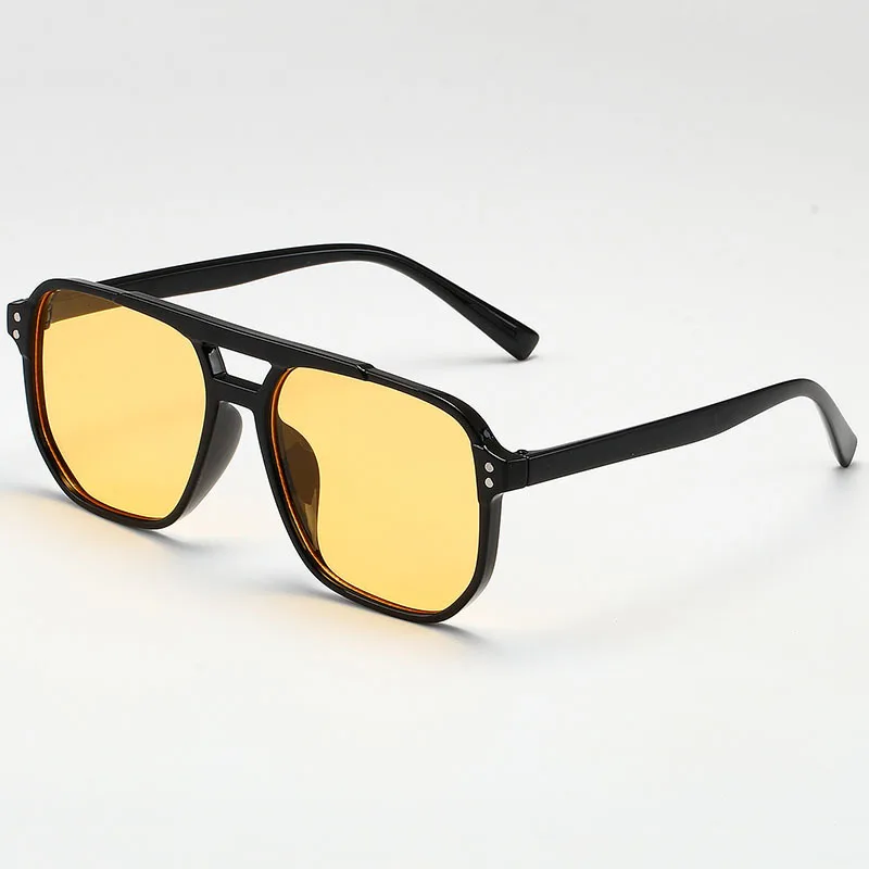 Damskie męskie kwadratowe okulary przeciwsłoneczne Retro okulary przeciwsłoneczne z oprawkami w kształcie wieloboku damskie czarne Vintage damskie