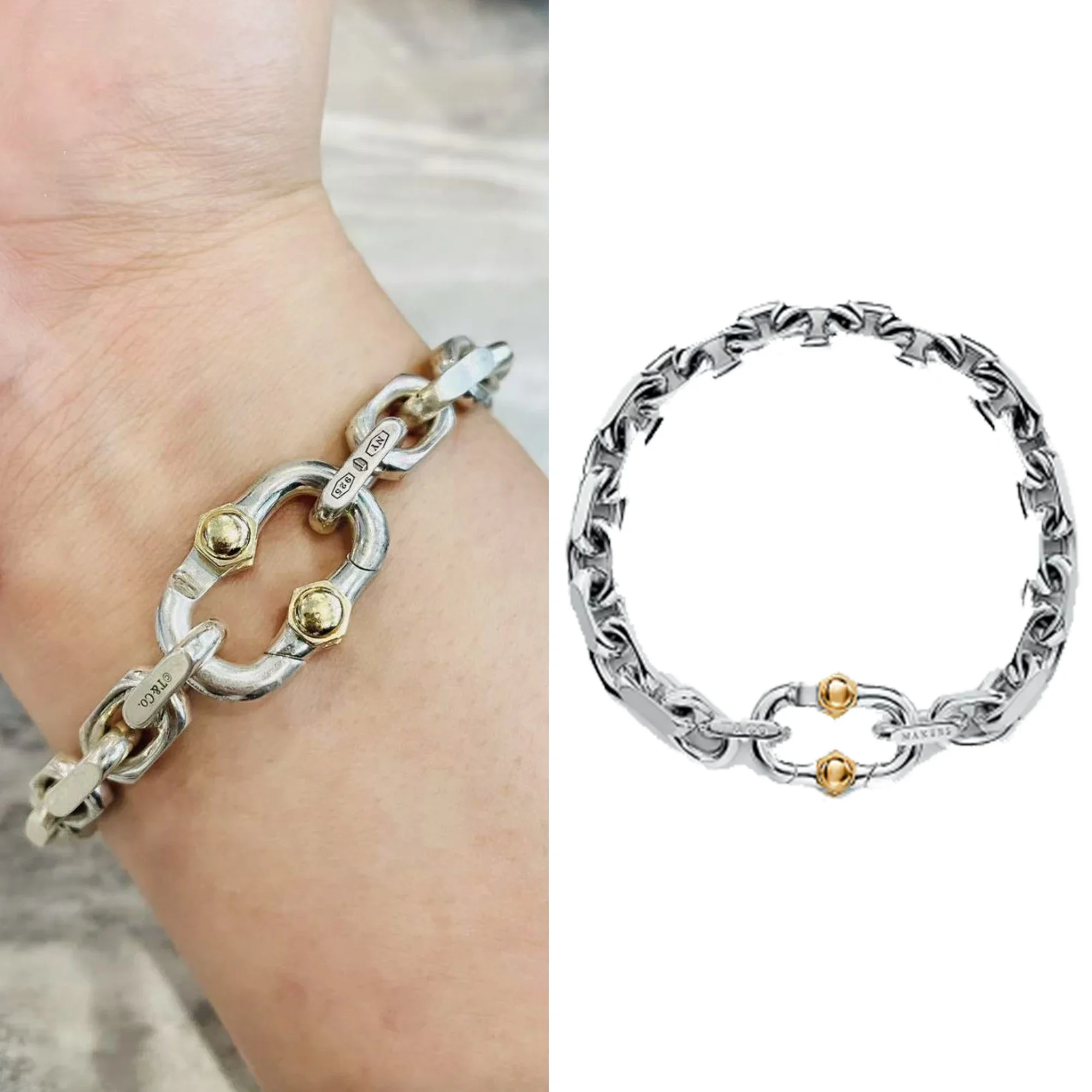 

Fashionable and trendy design bracelet made of pure silver S925, high-quality personalized smooth surface bracelet TCO series