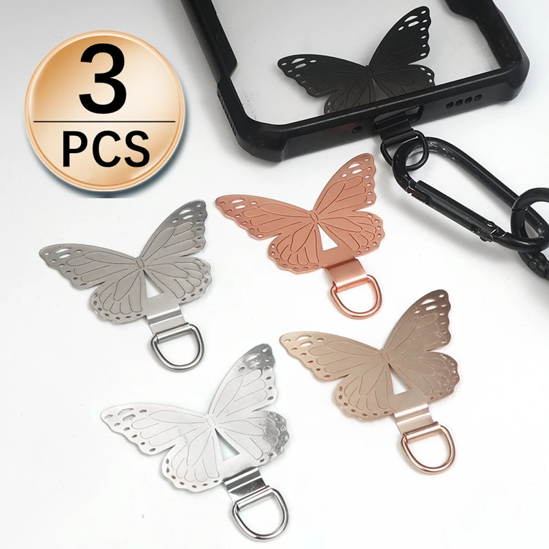 Paslanmaz çelik Metal cep telefonu kordon sapanlar yama çin kelebek şekilli asılı kordon Tether sekmeler IPhone Samsung Mi