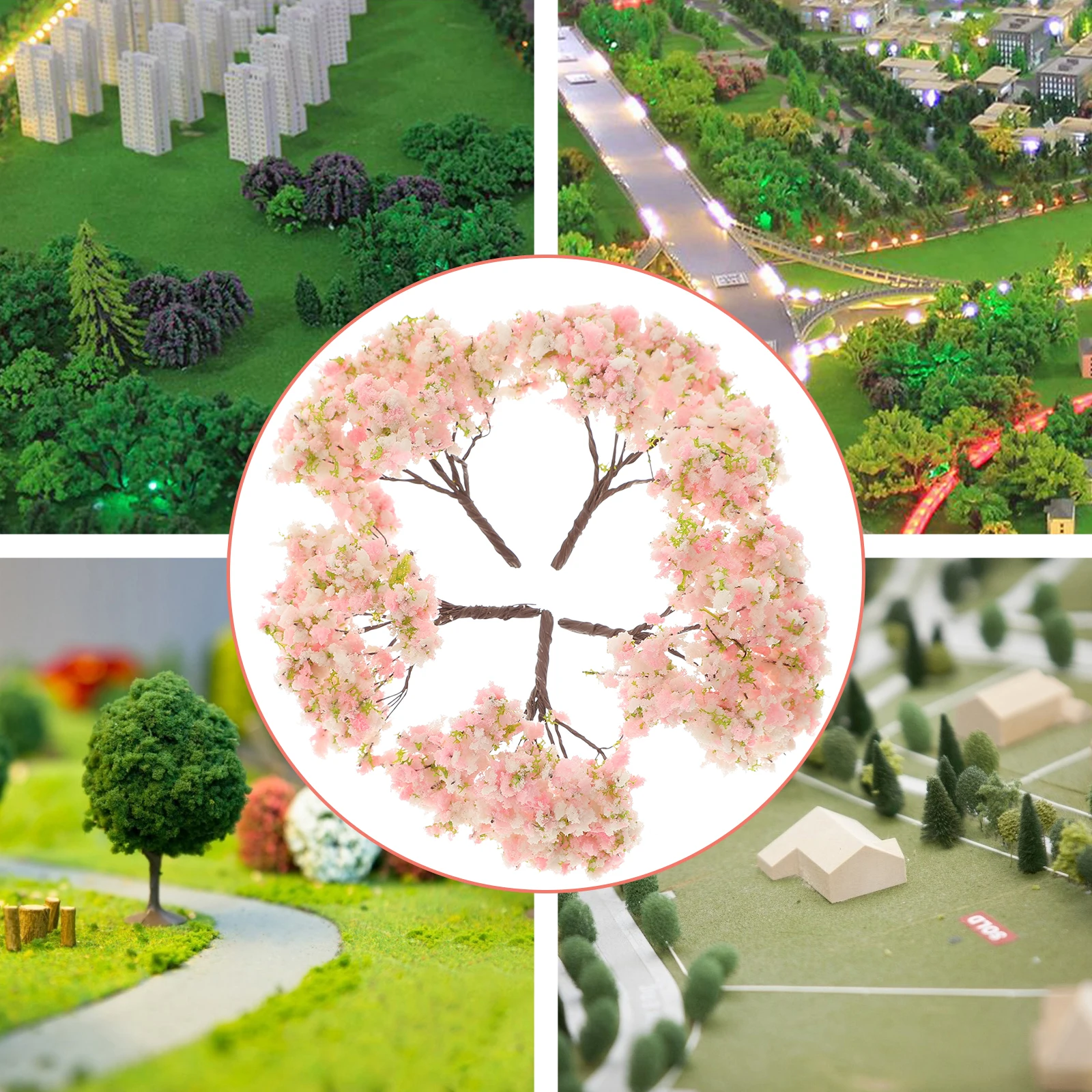 

10pcs Mini Sakura Trees Artificial Cherry Blossom H5cm Decorative Plants Home Office Bedroom Balcony Coffee Table Window Sill