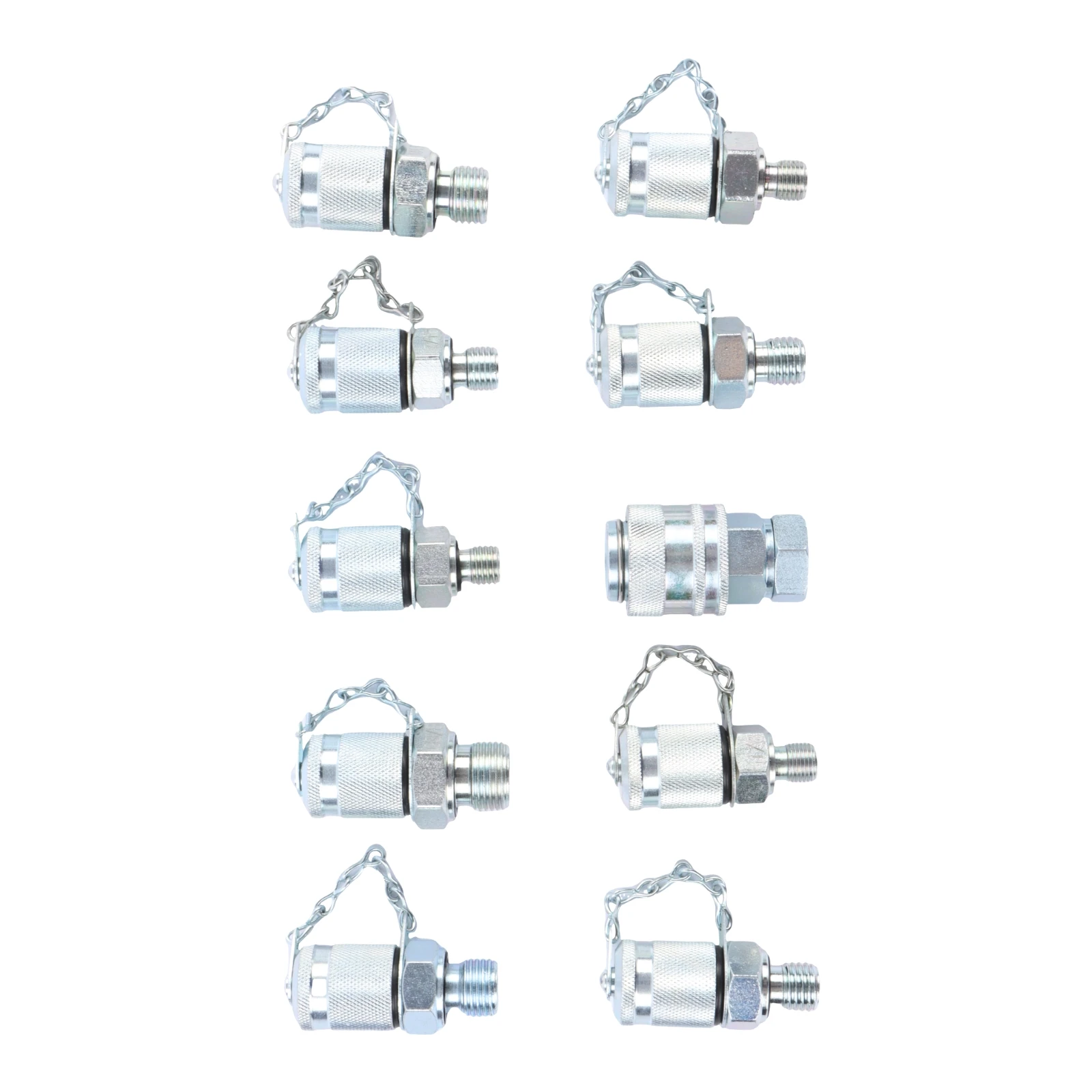 SINOCMP 7 Pack JIC37 Hydraulic Swivel Run Tees 9000PSI / 600BAR Hydrulic Tee Connector Tester Tee Coupling Set for excavator