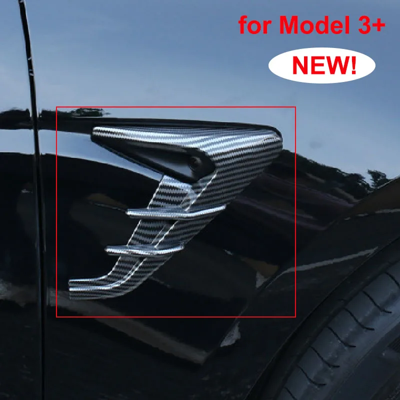 

for Tesla Model 3 Highland 2024 2Pcs Side Camera Flanks Cover Leaf Board Spoiler Protector Modification New Model 3+ Accessories