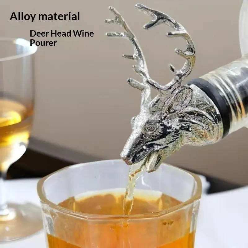 1 Bottle Mouth Oiler Cork Stopper Deer Head Wine Bottle Dry Pot Stopper For Red Wine Olive Oil Dispenser