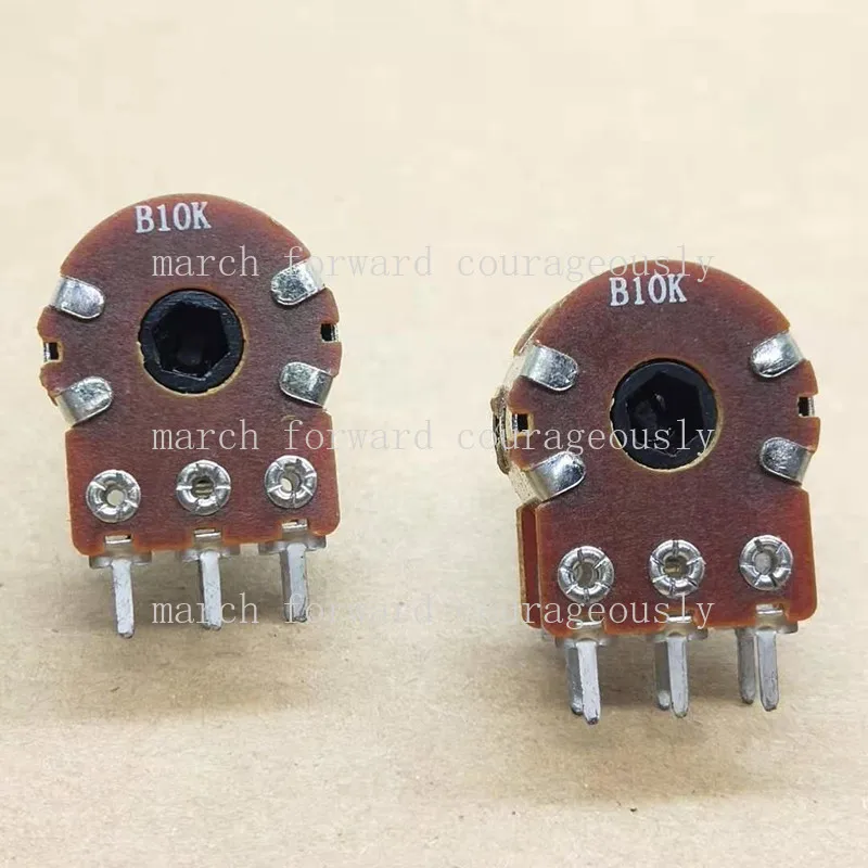 10PCS 148 type potentiometer, dual 6-pin B10K audio volume potentiometer, plastic handle, handle length 15MM