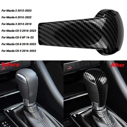 ABS Gear Shift Head Shift Knob Cover Gear Shift Handle Trim Decoration Sticker for Mazda 2 3 6 CX-3 CX-5 CX-9 Carbon Fiber