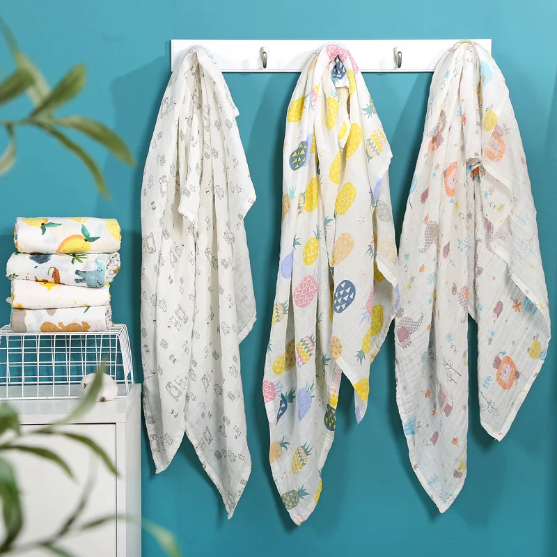 110*120cm kocyk muślinowy bambusowe bawełniane otulacze dla dzieci miękkie koce dla noworodków gaza do kąpieli niemowlę dzieci otulacz śpiwór pokrowiec na wózek