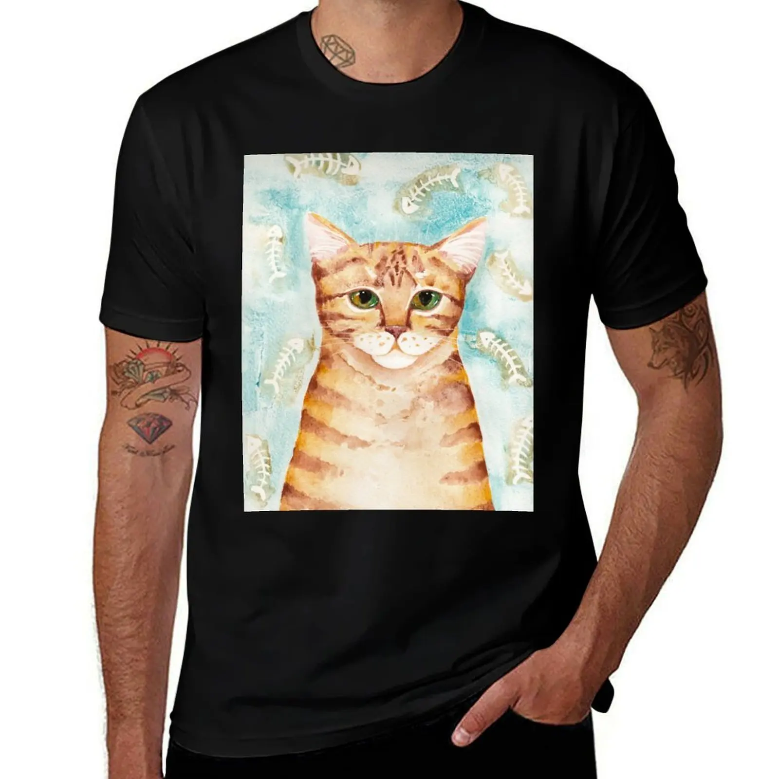 

Ginger Watercolor Tabby T-Shirt Festival Party Tee Top