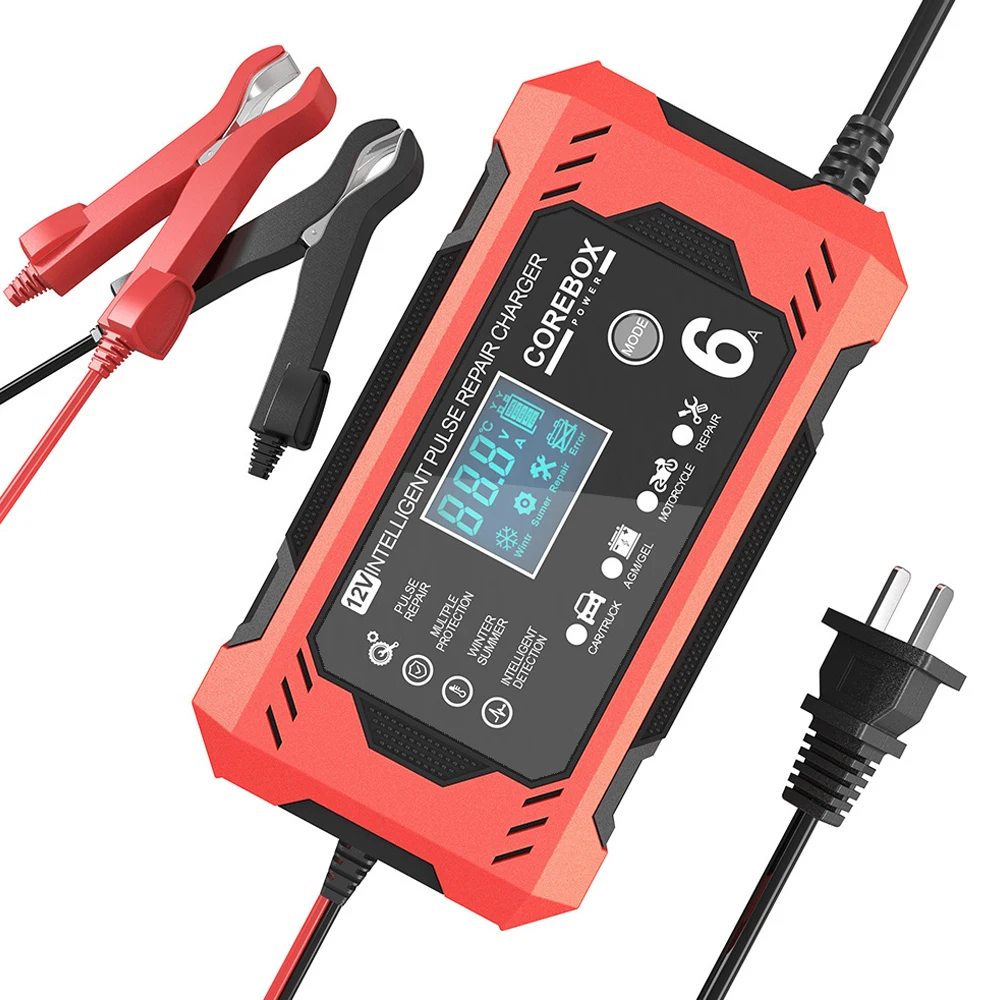 

Intelligent Multifunctional For Motorcycle SUV Truck Pulse Repair Battery Charging Smart Car Battery Charger 12V/6A High Power