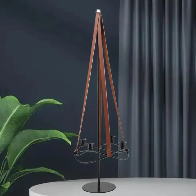 Designer Candlestick Ornament Model Room Restaurant Abstract Art Belt Suspended Four-headed Candlestick Soft Decoration