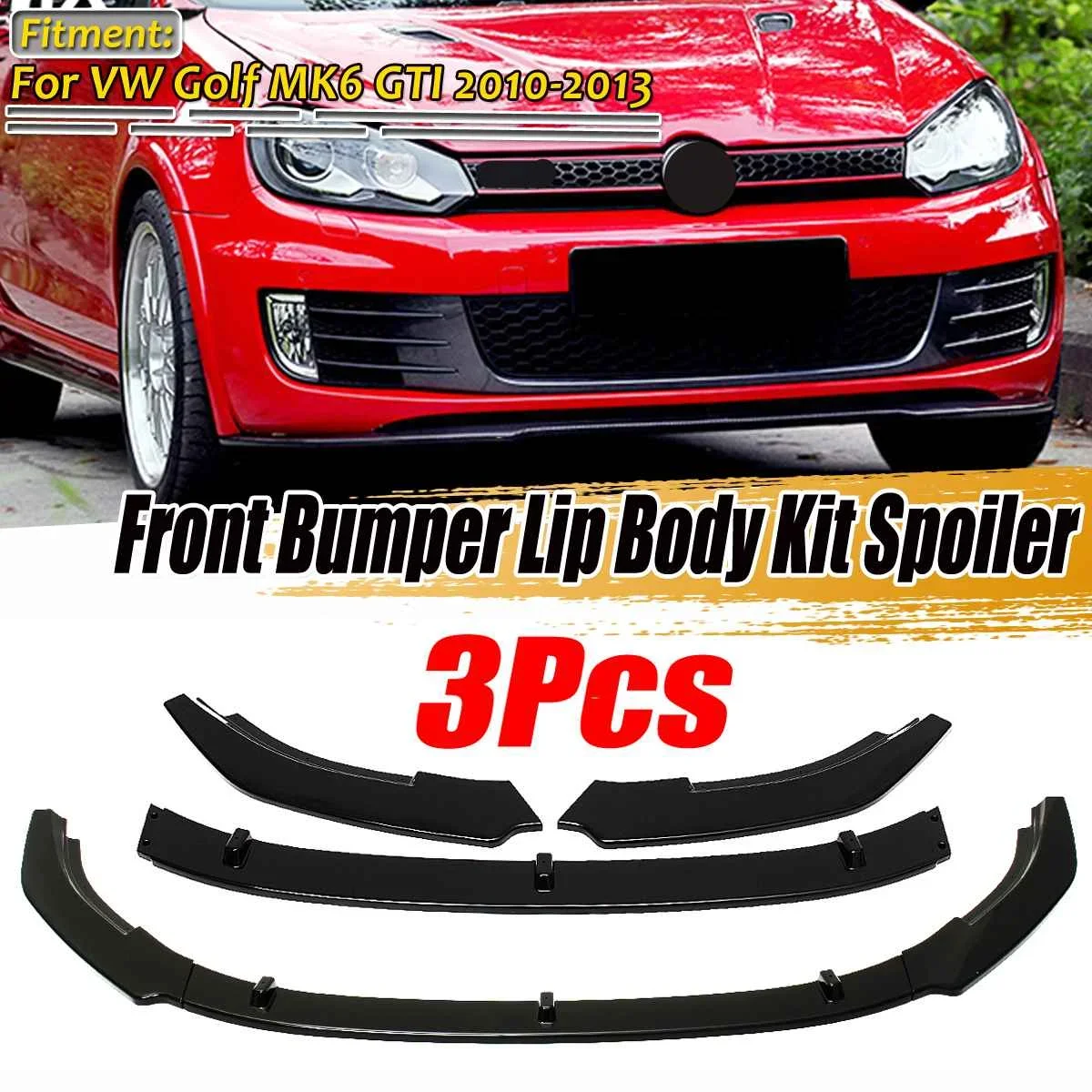 

New Car Front Bumper Splitter Lip Diffuser Chin Guard For VW For Golf 6 MK6 GTI 2010 2012 2013 Front Bumper Lip Spoiler Body Kit