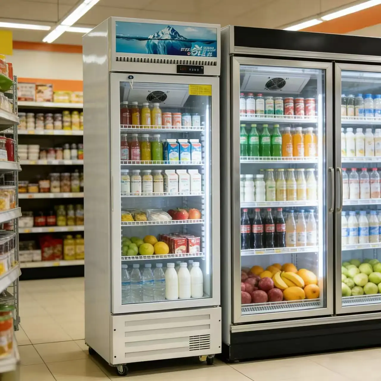 

Refrigerated Display Cabinet, Beverage Refrigerator Cabinet, Water Cooler, Upright Double-door Beverage Refrigerator