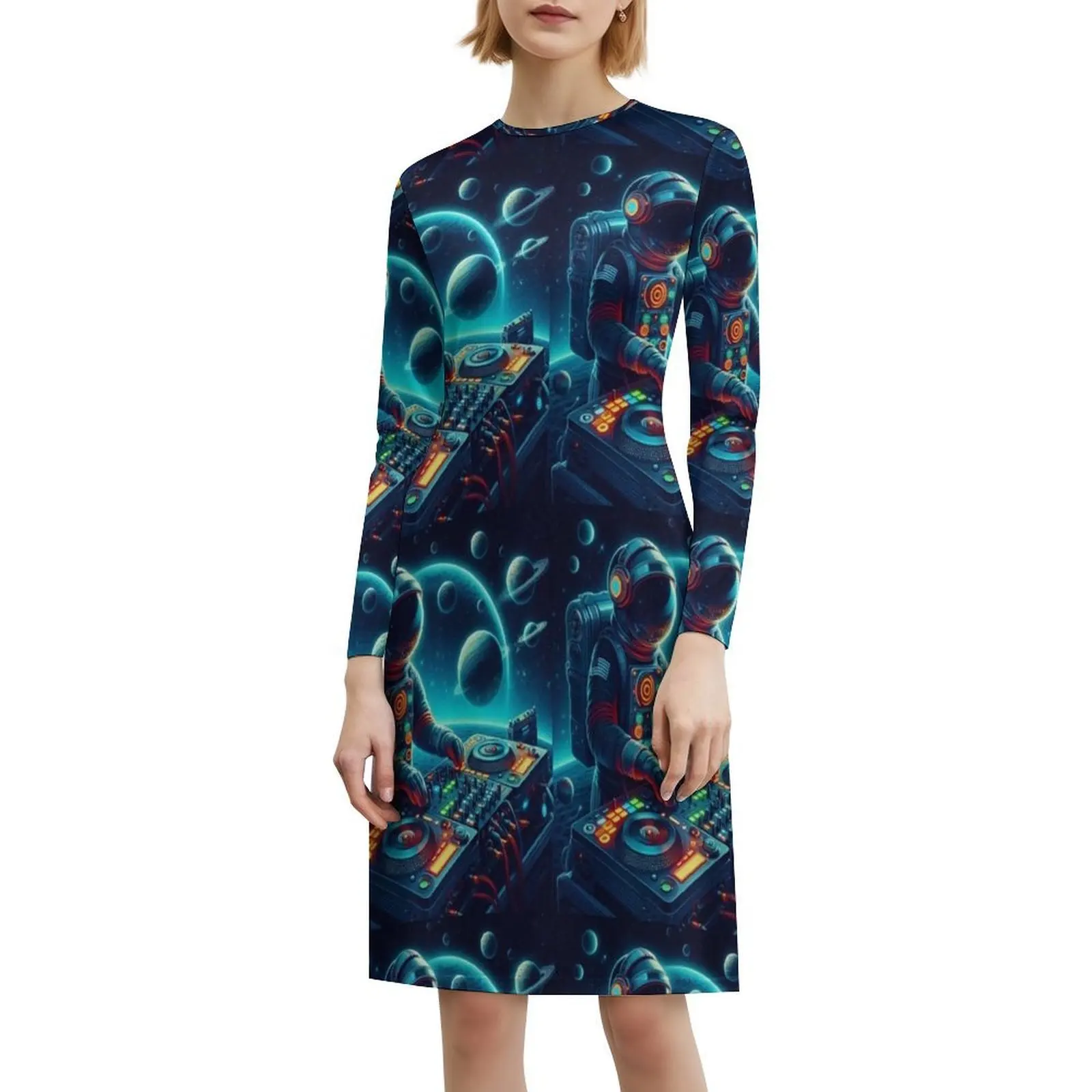 Astronaut Dj Sexy Vacation Dress For Women Beach Party Birthday Mini Dress Space Music Dj Astronaut Stars Galaxy Female Clothing