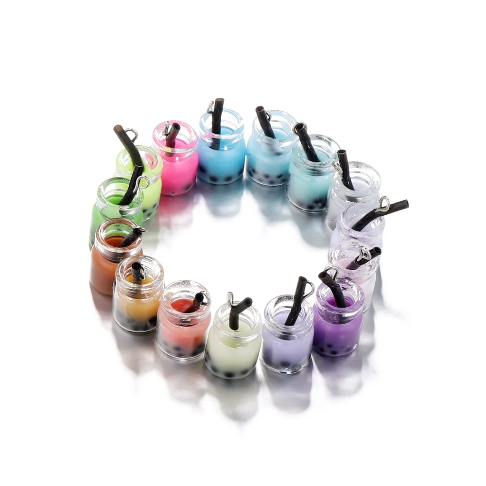 10pcs Pearl Milk Tea Cup Shaped Earrings for Women Fun Ocean Shell Drifting Drink Bottle Pendant Earrings Handmade Accessories