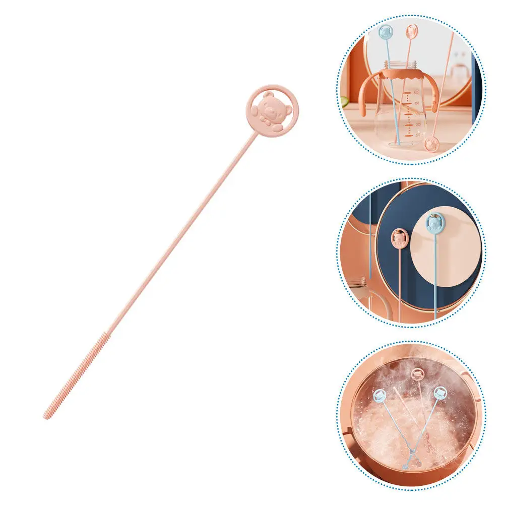 Multi-Function Reusable Bottle Brush Silicone Bristles Stainless Steel Handle for Milk Bottles Straws Test Tubes Portable