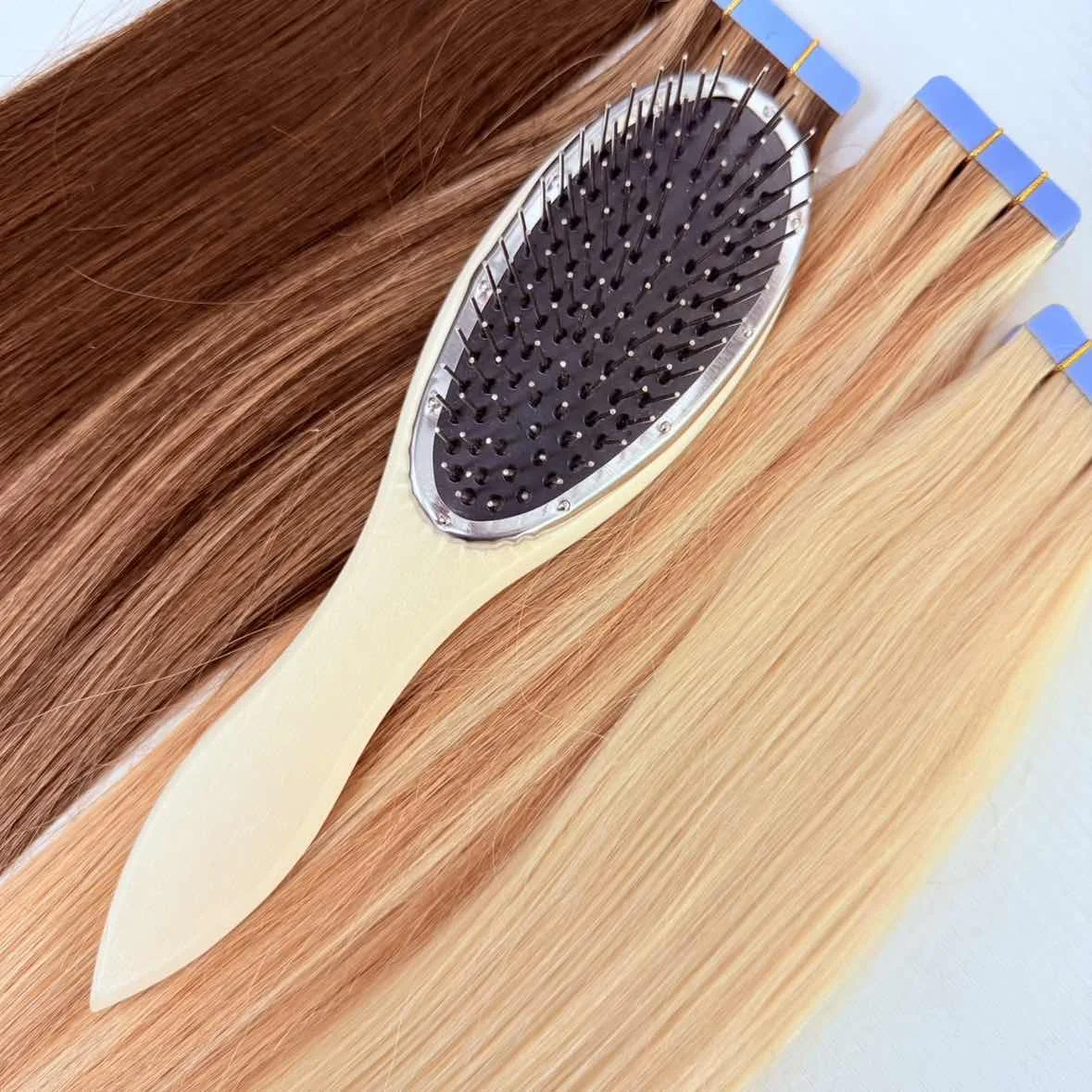 Wooden Handle Detangling Hair Brush Hair Wig Styling Steel Combs Wide-toothed Round Head Massage Brush Barber Metal Comb