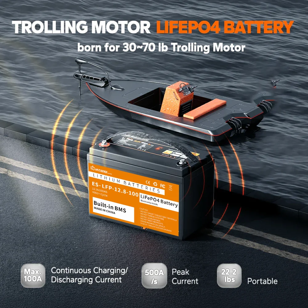 Wattcycle 12 فولت 100 أمبير LiFePO4 بطارية حزم الصف أ خلايا قابلة للشحن للتخزين في الهواء الطلق/المنزل بطاريات ليثيوم فوسفات الحديد