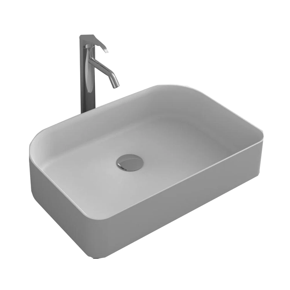 Rectangular Solid Surface Stone Counter Top Vessel Sink Fashionable Corian Wash Basin RS38176-620AA