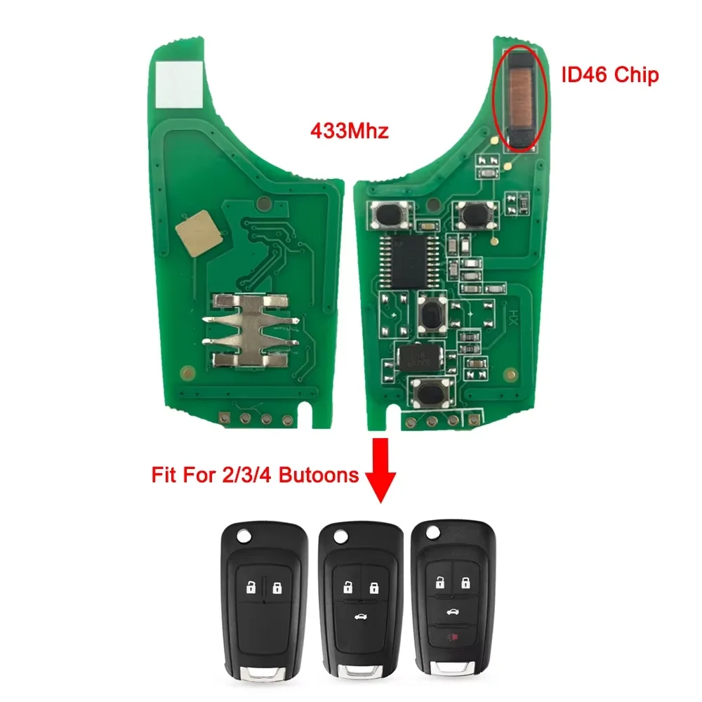 1PCS 433MHz Car Remote Key Electronic Circuit Board For Chevrolet Malibu Cruze Aveo Spark Sail Opel Buick ID46 Chip