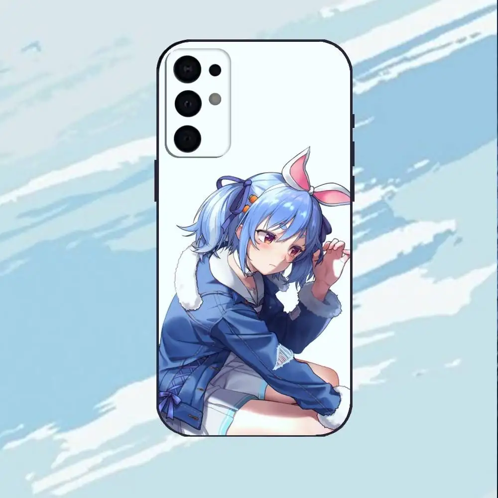 حافظة هاتف U-Usada Pekora لهاتف سامسونج S25، S24، S23، S22، S21، S20، Plus، غلاف أسود ناعم