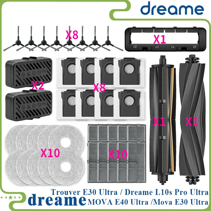 MOVA E40 Ultra /Mova E30 Ultra / Trouver E30 Ultra / Dreame L10s Pro Ultra Heat Tricut Brush Filter Mop Bolsa de tela