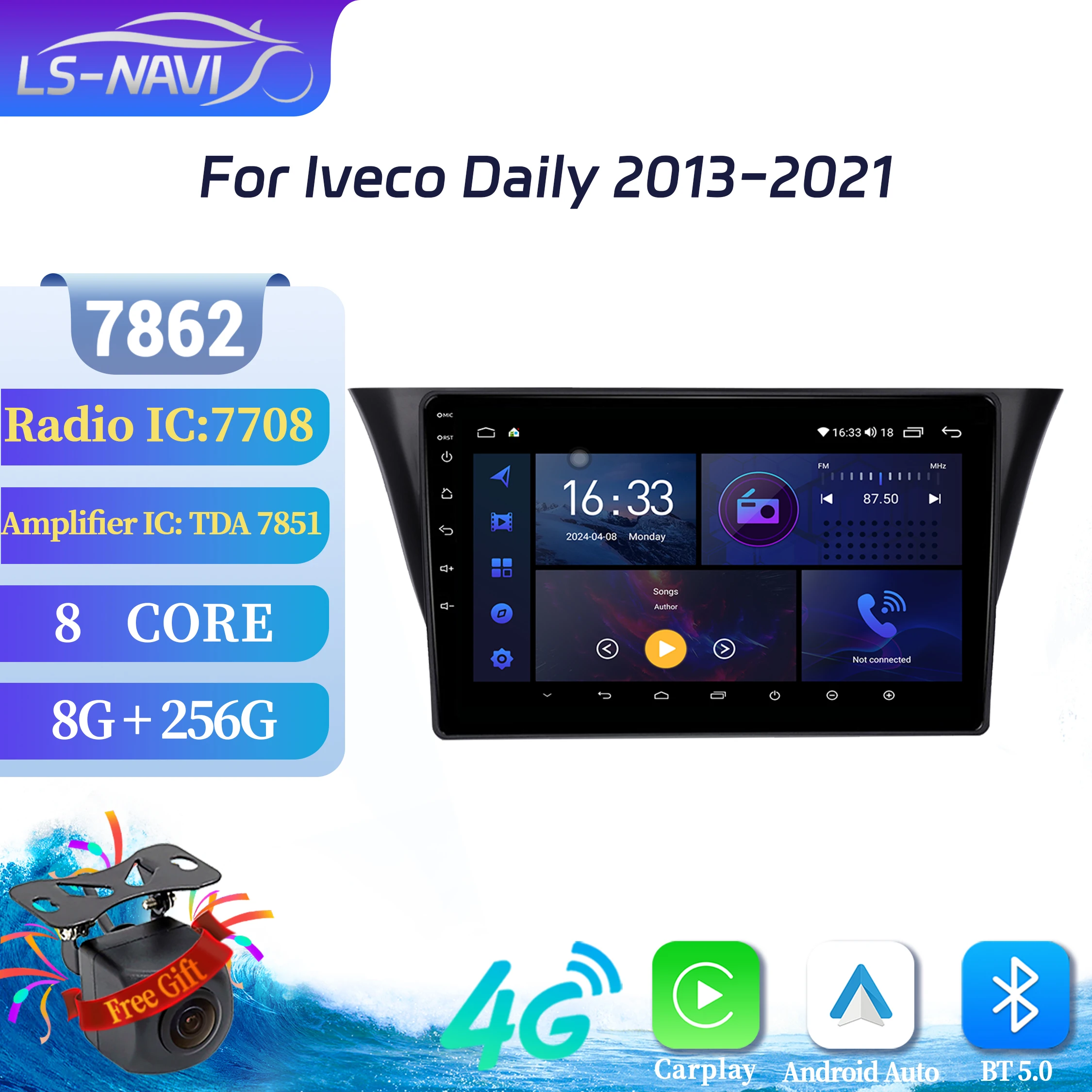 

Car Radio Multimedia For Iveco Daily 2013-2021 Android 14 Navigation Multimedia Wireless BT Carplay 7862 8+256 2K QLED Screen