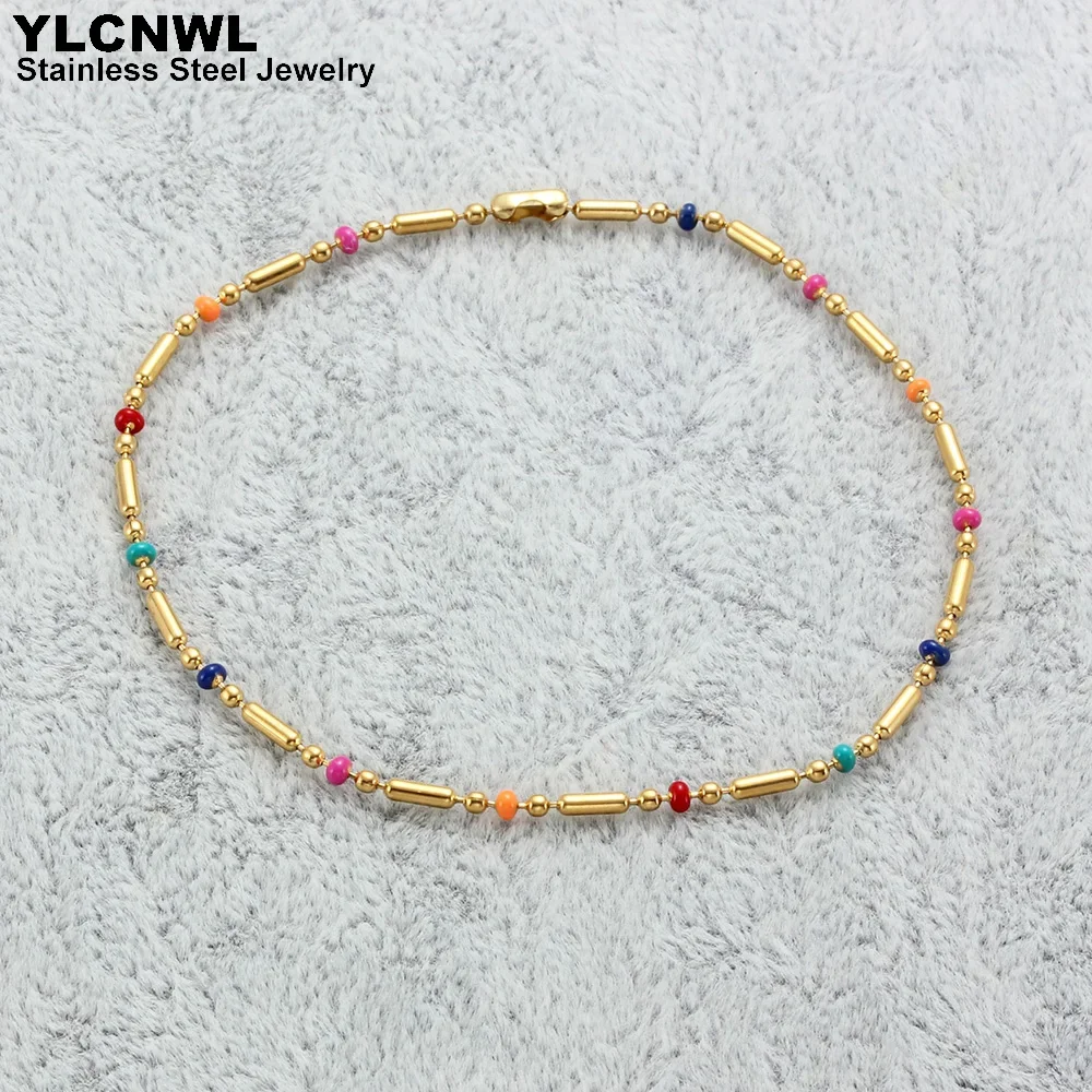 الفولاذ المقاوم للصدأ الخيزران سوار للنساء الذهب اللون رقيقة سحر المينا فام سلسلة أساور العصرية المجوهرات بالجملة 7 8 9 بوصة