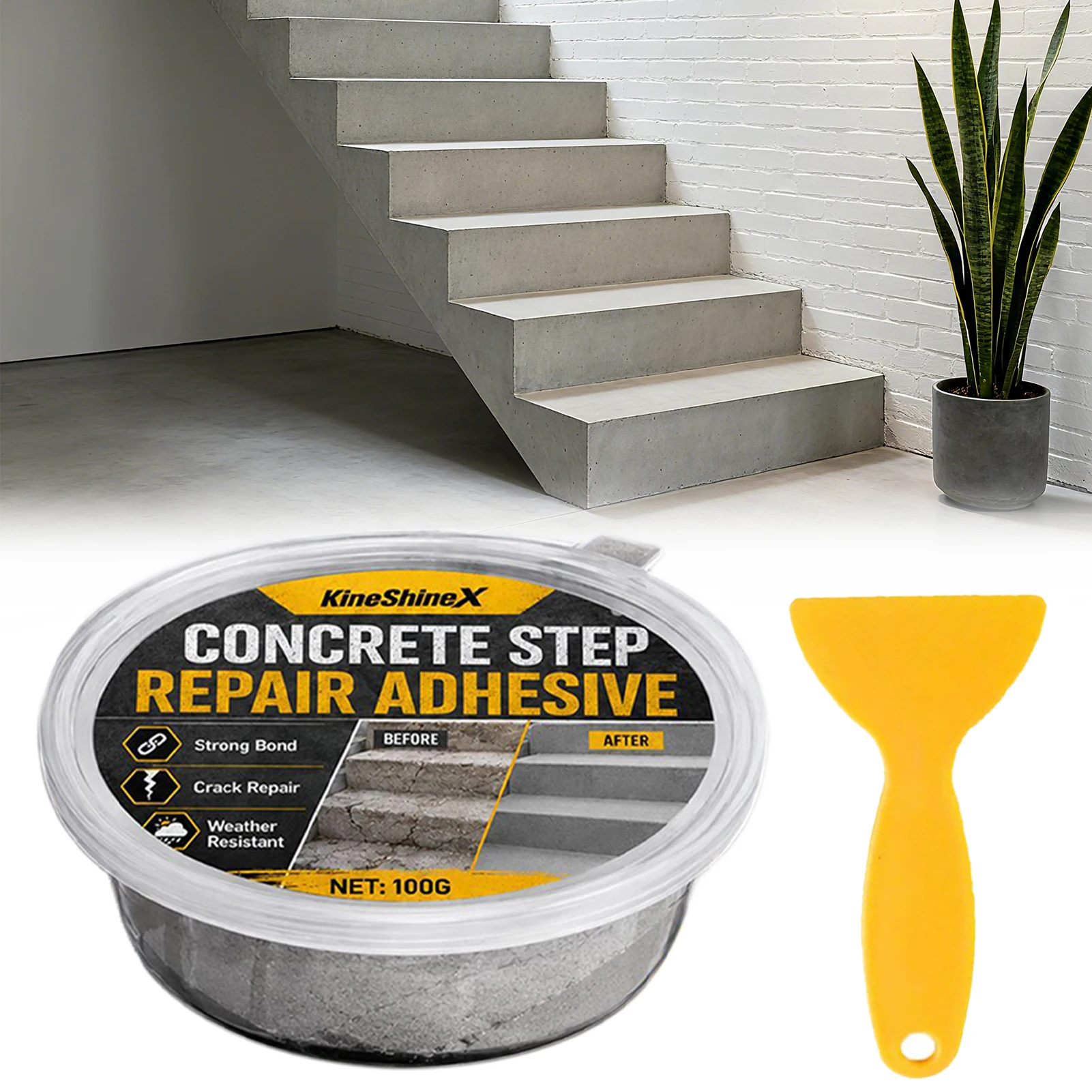 100g Concrete Step Repair Adhesive Concrete Cracks Filler Weatherproof Repair Sealant Permanently Bonding Cracked Stairs Walkway
