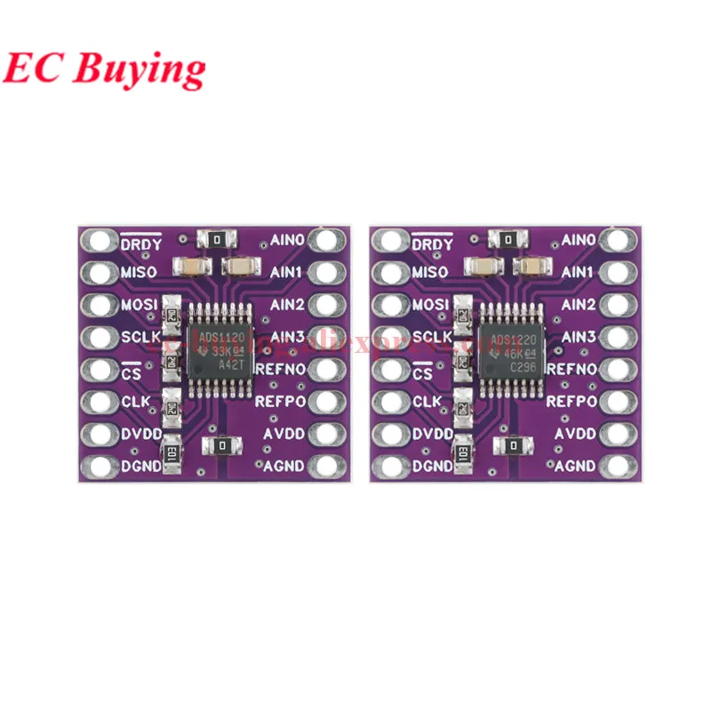 10Pcs/1pc ADS1220 ADC 24Bit 2kSPS A/D Converter Board Module 4 Channel Way ADS1120 16Bit Analog-to-Digital Sensor SPI Low Power