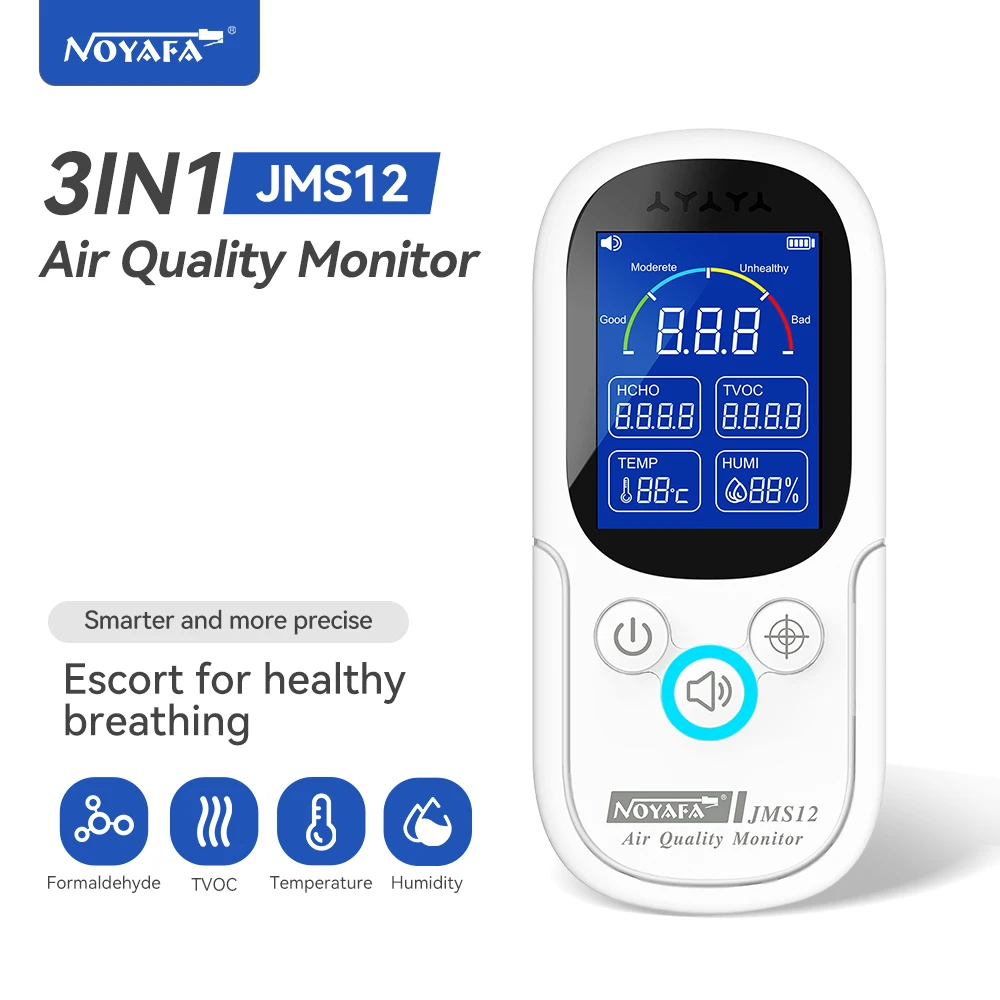 

NOYAFA JMS12 3in1 Air Quality Monitor Temperature Humidity Tester HCHO TVOC Formaldehyde Gas Test Meter For Home Indoor Detector