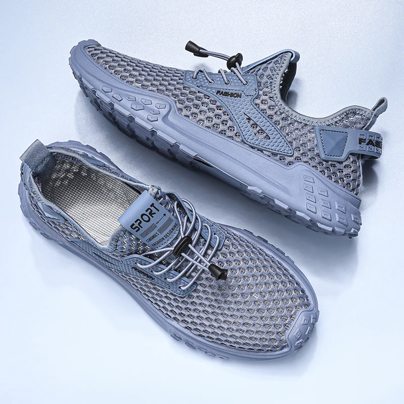 

Повседневная спортивная обувь. Мужские легкие дышащие кроссовки большого размера из перфорированной сетчатой ткани на плоской подошве со шнуровкой.