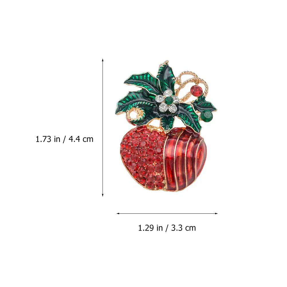

2Pcs Christmas Theme Enamel Apple Brooch Exquisite Shiny Wide Application Dresses Hats Scarves Christmas Brooch