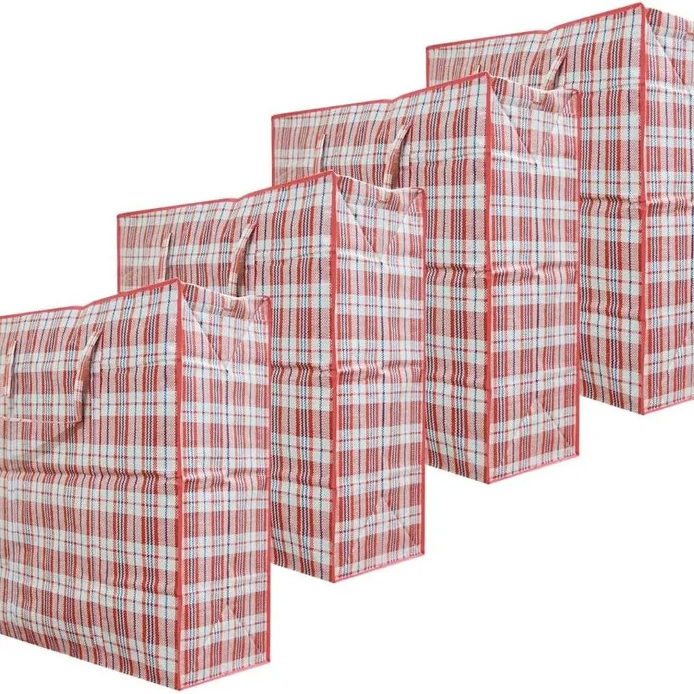 

6-Piece Large Zippered Checkered Laundry Storage Bags with Handles, 27x25x8.5, Assorted Colors