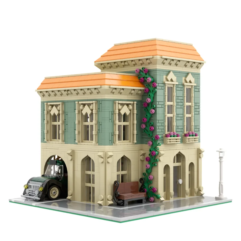 2308pcs MOC Modular Streetscape Modular Post Office Delivery Car Model Building Blocks Toy Construction Christmas Gift Idea DIY
