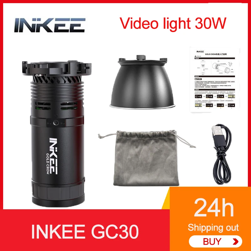 INKEE GC30 Portable 30W Photography Lamp Bi-color Temperature 2700-6500K LED Lights for Tiktok Video Shooting Handheld Light