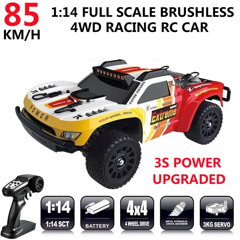 

85 км/ч 1/14 Бесщеточный радиоуправляемый гоночный автомобиль с полным приводом Грузовик для пустыни Внедорожник ESC 4WD Drift Racing RC Грузовик Модель автомобиля Игрушки